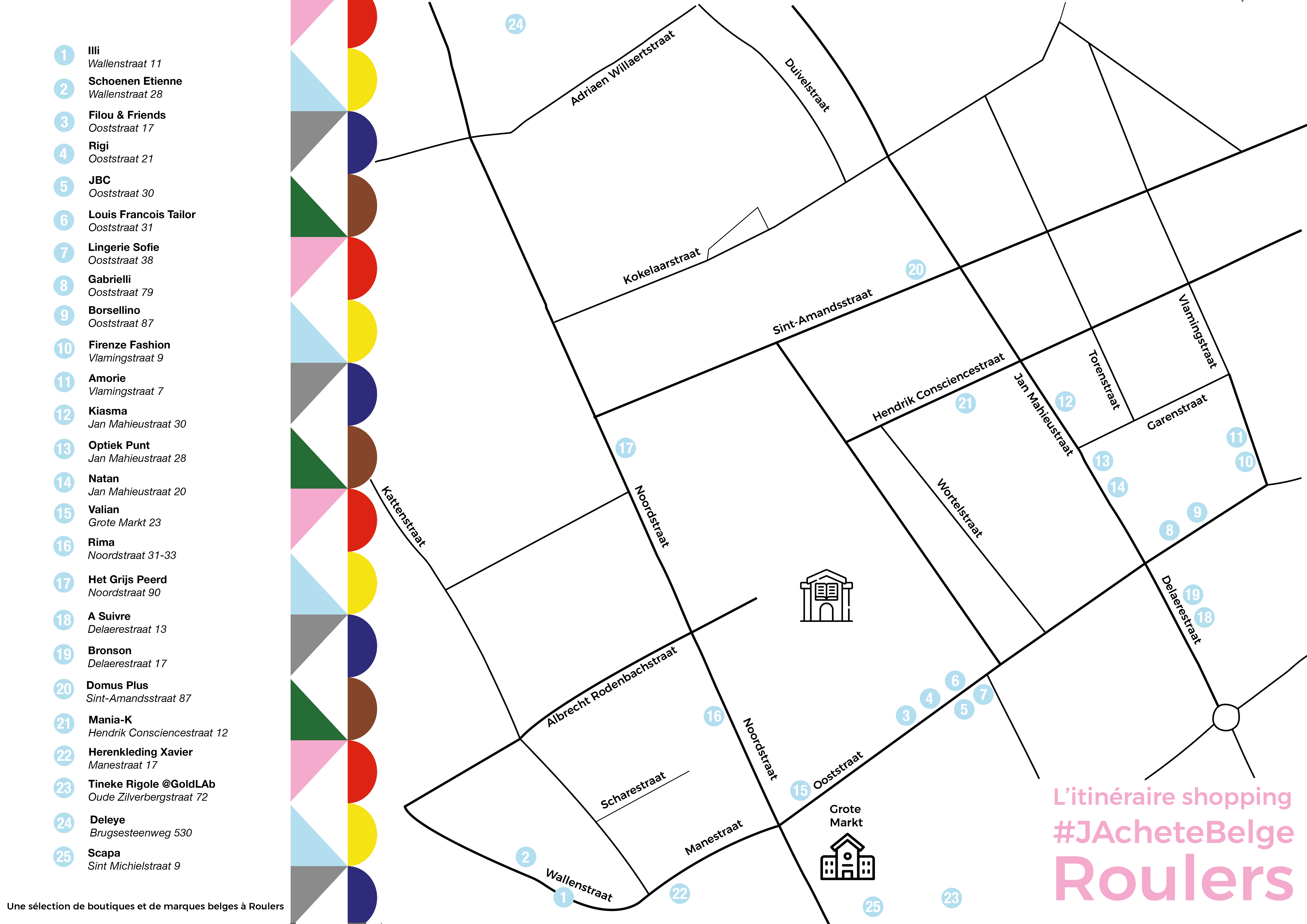 Shoppingroute kaart Roeselare FR